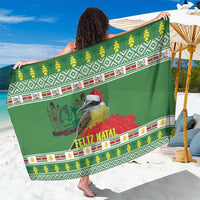 Suriname Christmas Sarong Lesser Kiskadee With White Jungle Geranium - Wonder Print Shop