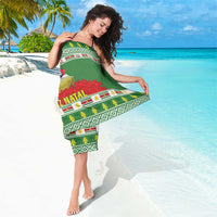 Suriname Christmas Sarong Lesser Kiskadee With White Jungle Geranium - Wonder Print Shop