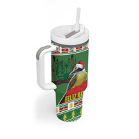 Suriname Christmas Tumbler With Handle Lesser Kiskadee With White Jungle Geranium - Wonder Print Shop