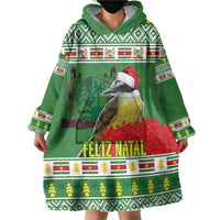 Suriname Christmas Wearable Blanket Hoodie Lesser Kiskadee With White Jungle Geranium - Wonder Print Shop
