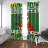 Suriname Christmas Window Curtain Lesser Kiskadee With White Jungle Geranium - Wonder Print Shop