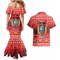 Ecuador Andean Condor Christmas Couples Matching Mermaid Dress and Hawaiian Shirt Dios Patria y Libertad - Wonder Print Shop