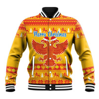 Montenegro Christmas Baseball Jacket Double-headed Eagle With Christmas Pattern - Wonder Print Shop