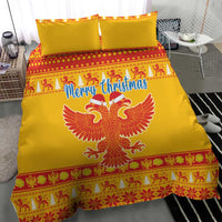 Montenegro Christmas Bedding Set Double-headed Eagle With Christmas Pattern - Wonder Print Shop