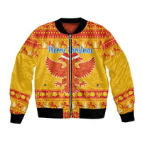 Montenegro Christmas Bomber Jacket Double-headed Eagle With Christmas Pattern - Wonder Print Shop