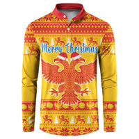 Montenegro Christmas Button Sweatshirt Double-headed Eagle With Christmas Pattern - Wonder Print Shop