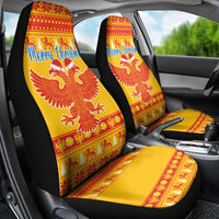 Montenegro Christmas Car Seat Cover Double-headed Eagle With Christmas Pattern - Wonder Print Shop