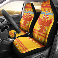 Montenegro Christmas Car Seat Cover Double-headed Eagle With Christmas Pattern - Wonder Print Shop