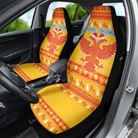 Montenegro Christmas Car Seat Cover Double-headed Eagle With Christmas Pattern - Wonder Print Shop
