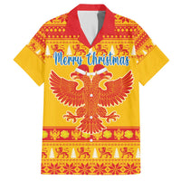 Montenegro Christmas Family Matching Off The Shoulder Long Sleeve Dress and Hawaiian Shirt Double-headed Eagle With Christmas Pattern - Wonder Print Shop