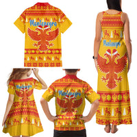 Montenegro Christmas Family Matching Tank Maxi Dress and Hawaiian Shirt Double-headed Eagle With Christmas Pattern - Wonder Print Shop