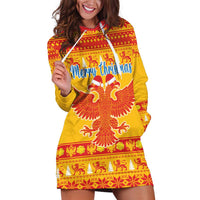 Montenegro Christmas Hoodie Dress Double-headed Eagle With Christmas Pattern - Wonder Print Shop