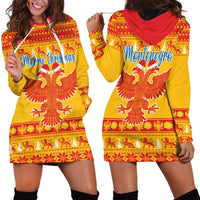 Montenegro Christmas Hoodie Dress Double-headed Eagle With Christmas Pattern - Wonder Print Shop