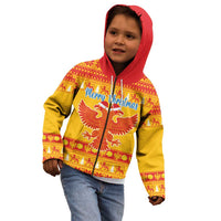 Montenegro Christmas Kid Hoodie Double-headed Eagle With Christmas Pattern - Wonder Print Shop