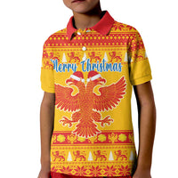 Montenegro Christmas Kid Polo Shirt Double-headed Eagle With Christmas Pattern - Wonder Print Shop