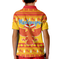 Montenegro Christmas Kid Polo Shirt Double-headed Eagle With Christmas Pattern - Wonder Print Shop