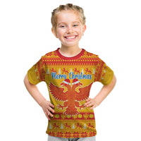 Montenegro Christmas Kid T Shirt Double-headed Eagle With Christmas Pattern - Wonder Print Shop