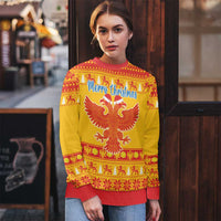 Montenegro Christmas Ugly Christmas Sweater Double-headed Eagle With Christmas Pattern - Wonder Print Shop