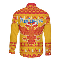 Montenegro Christmas Long Sleeve Button Shirt Double-headed Eagle With Christmas Pattern - Wonder Print Shop