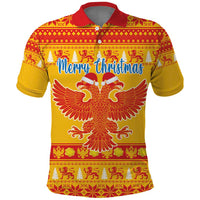 Montenegro Christmas Polo Shirt Double-headed Eagle With Christmas Pattern - Wonder Print Shop