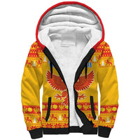 Montenegro Christmas Sherpa Hoodie Double-headed Eagle With Christmas Pattern - Wonder Print Shop