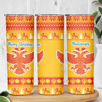 Montenegro Christmas Skinny Tumbler Double-headed Eagle With Christmas Pattern - Wonder Print Shop