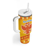 Montenegro Christmas Tumbler With Handle Double-headed Eagle With Christmas Pattern - Wonder Print Shop