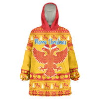 Montenegro Christmas Wearable Blanket Hoodie Double-headed Eagle With Christmas Pattern - Wonder Print Shop