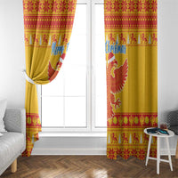 Montenegro Christmas Window Curtain Double-headed Eagle With Christmas Pattern - Wonder Print Shop