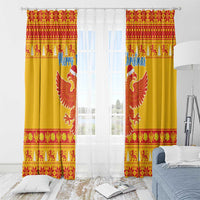 Montenegro Christmas Window Curtain Double-headed Eagle With Christmas Pattern - Wonder Print Shop
