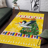 Moldova Christmas Area Rug White Stork Santa With Christmas Tree - Wonder Print Shop