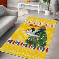 Moldova Christmas Area Rug White Stork Santa With Christmas Tree - Wonder Print Shop