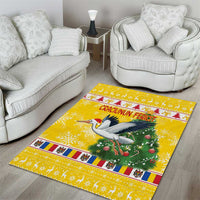 Moldova Christmas Area Rug White Stork Santa With Christmas Tree - Wonder Print Shop