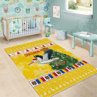 Moldova Christmas Area Rug White Stork Santa With Christmas Tree - Wonder Print Shop