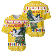 Moldova Christmas Baseball Jersey White Stork Santa With Christmas Tree - Wonder Print Shop