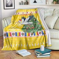 Moldova Christmas Blanket White Stork Santa With Christmas Tree