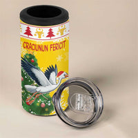Moldova Christmas 4 in 1 Can Cooler Tumbler White Stork Santa With Christmas Tree - Wonder Print Shop