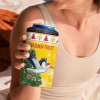 Moldova Christmas 4 in 1 Can Cooler Tumbler White Stork Santa With Christmas Tree - Wonder Print Shop