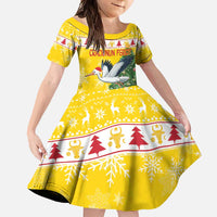 Moldova Christmas Family Matching Short Sleeve Bodycon Dress and Hawaiian Shirt White Stork Santa With Christmas Tree - Wonder Print Shop