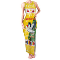 Moldova Christmas Family Matching Tank Maxi Dress and Hawaiian Shirt White Stork Santa With Christmas Tree - Wonder Print Shop