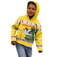 Moldova Christmas Kid Hoodie White Stork Santa With Christmas Tree - Wonder Print Shop