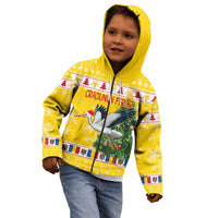 Moldova Christmas Kid Hoodie White Stork Santa With Christmas Tree - Wonder Print Shop