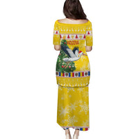 Moldova Christmas Puletasi White Stork Santa With Christmas Tree - Wonder Print Shop