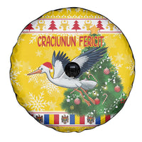 Moldova Christmas Spare Tire Cover White Stork Santa With Christmas Tree - Wonder Print Shop