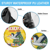 Moldova Christmas Spare Tire Cover White Stork Santa With Christmas Tree - Wonder Print Shop