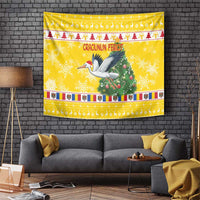 Moldova Christmas Tapestry White Stork Santa With Christmas Tree - Wonder Print Shop