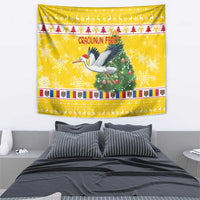 Moldova Christmas Tapestry White Stork Santa With Christmas Tree - Wonder Print Shop