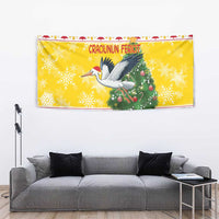 Moldova Christmas Tapestry White Stork Santa With Christmas Tree - Wonder Print Shop