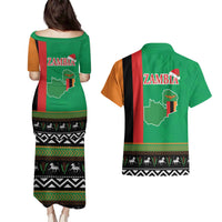 Zambia Christmas Couples Matching Puletasi and Hawaiian Shirt One Zambia One Nation With Kente Pattern - Wonder Print Shop