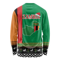 Zambia Christmas Long Sleeve Shirt One Zambia One Nation With Kente Pattern - Wonder Print Shop